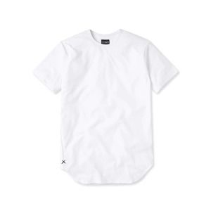Cuts Clothing Men's Elongated Crew Neck 4 Way Stretch Tee T-Shirt - White